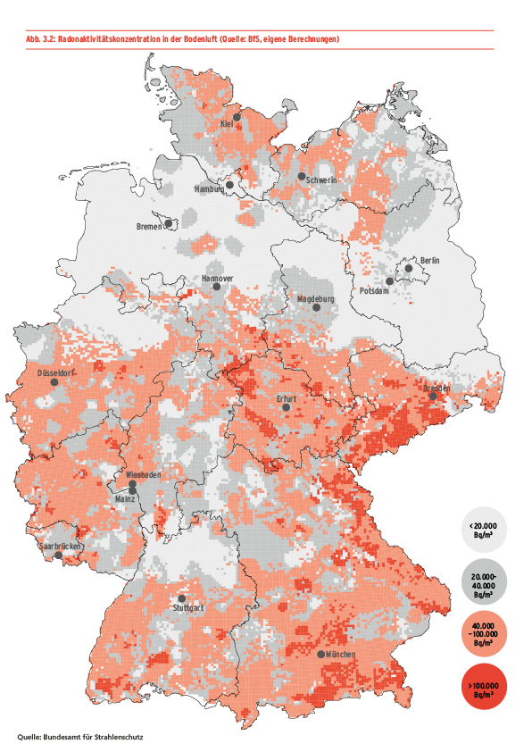 Radonkaart van Duitsland